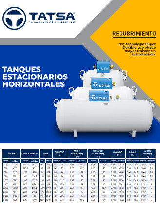 Catálogo Tatsa Tanques Estacionarios Horizontales Recubrimiento